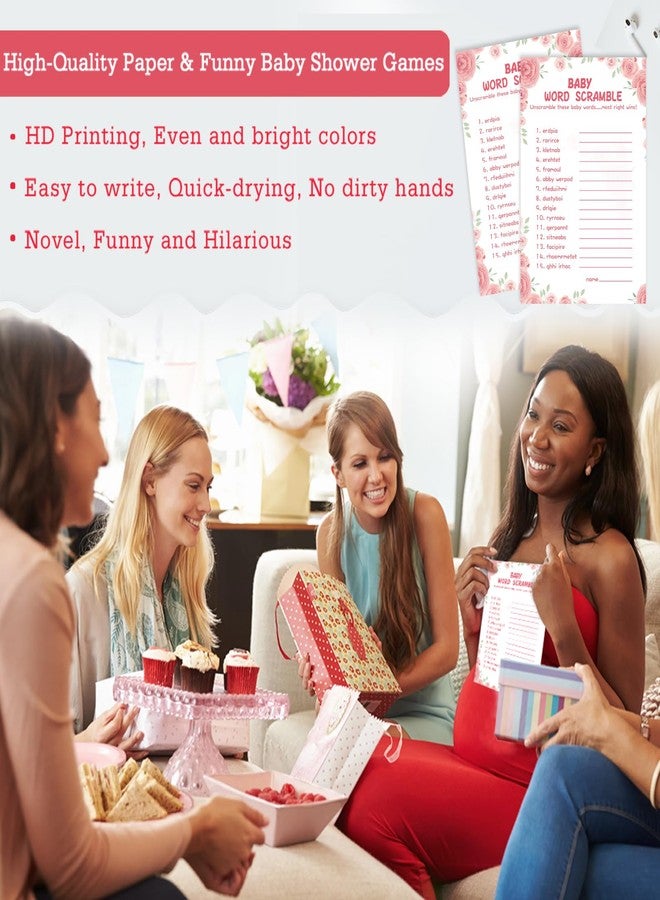 OLOUTAB 50 Baby Shower Games for Girl - Floral Theme Word Scramble, Thick Cardstock, Fun and Easy to Play (With Answer) - Image 4